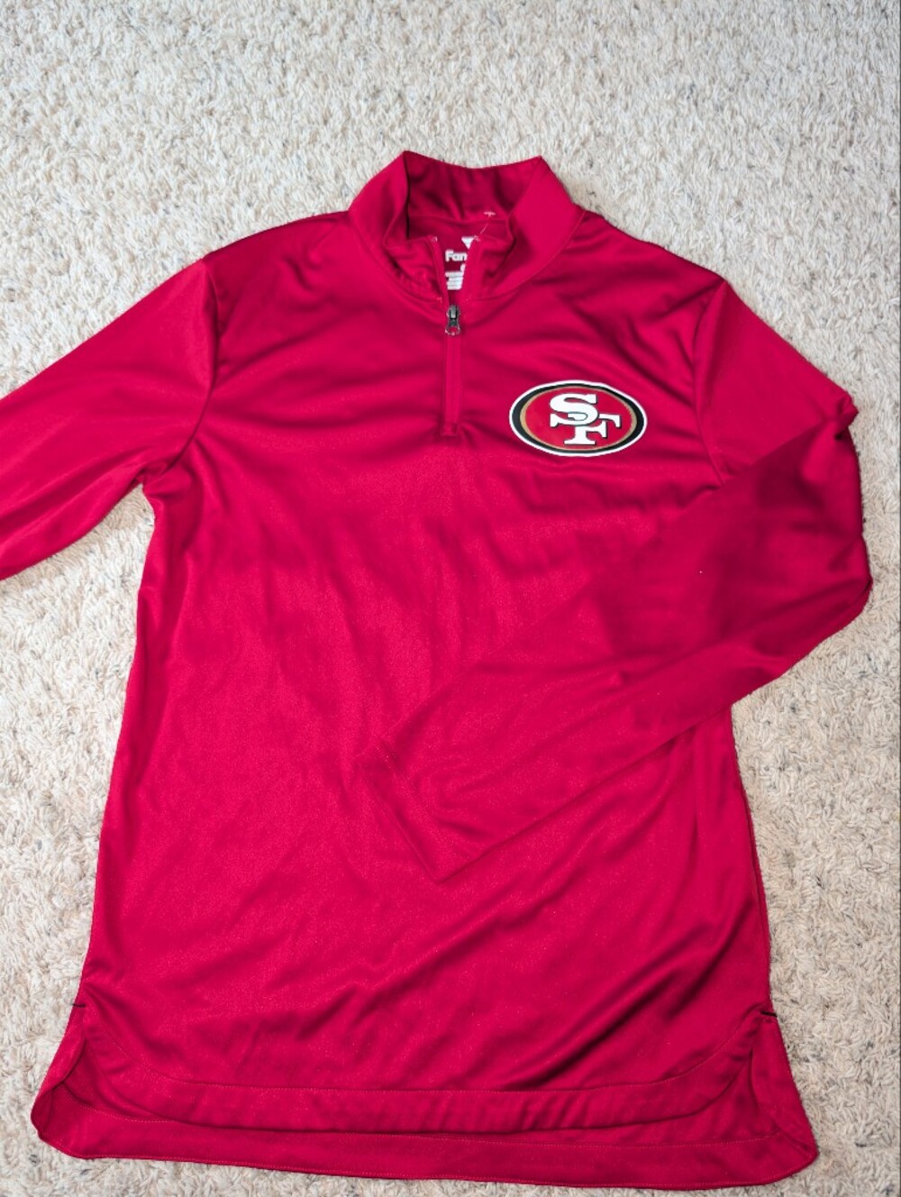 Fanatics San Francisco 49ers Red Quarter Zip Pullover Mens Size M
